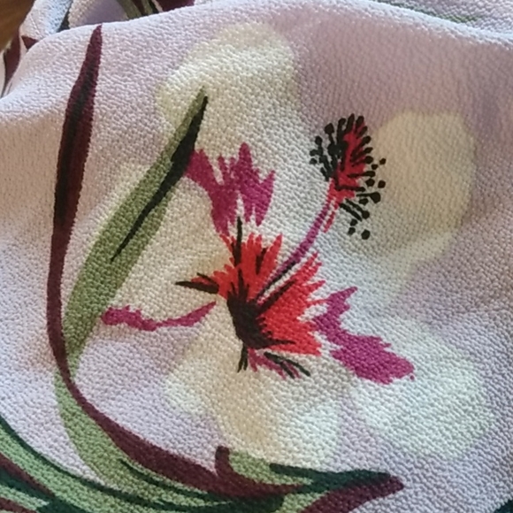 NWT Jennifer Lopez Floral Ruffled Wrap Dress Palm Trees - Picture 4 of 7